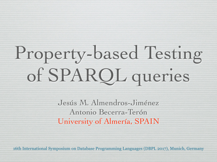 property based testing of sparql queries