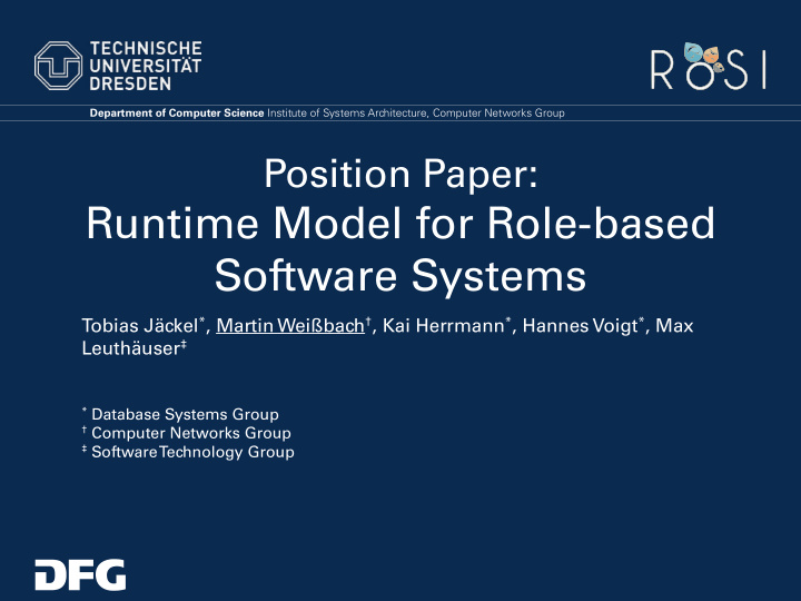 runtime model for role based software systems