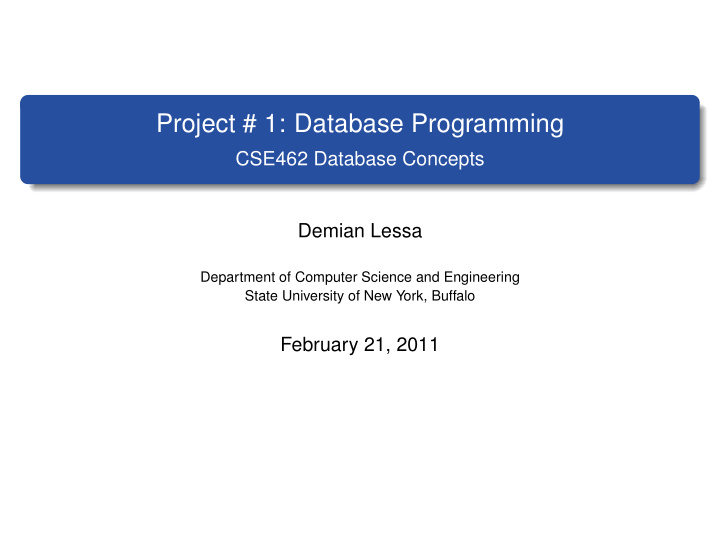 project 1 database programming