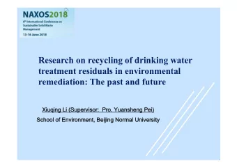 Research on recycling of drinking water  treatment residuals in environmental  remediation: The
