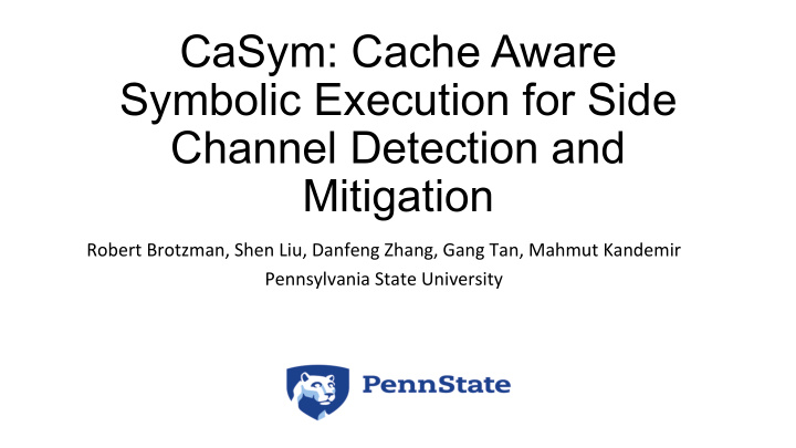 casym cache aware symbolic execution for side channel