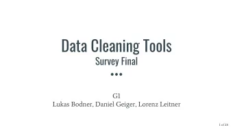 Data Cleaning Tools  Survey Final  G1  Lukas Bodner, Daniel Geiger, Lorenz Leitner  1 of 28