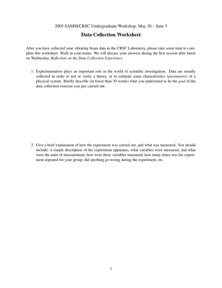 data collection worksheet