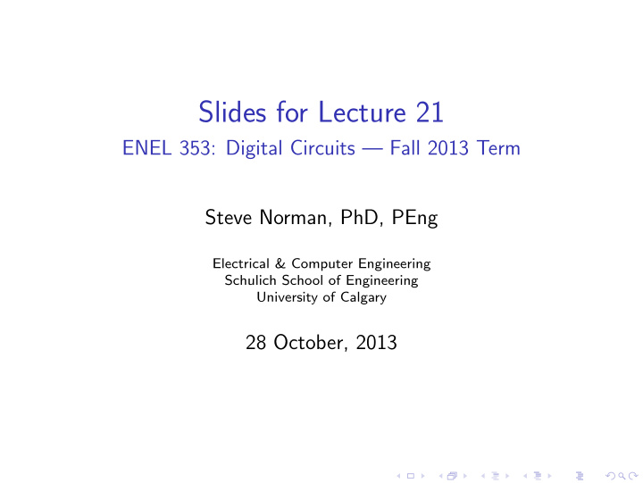 slides for lecture 21