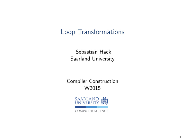 loop transformations