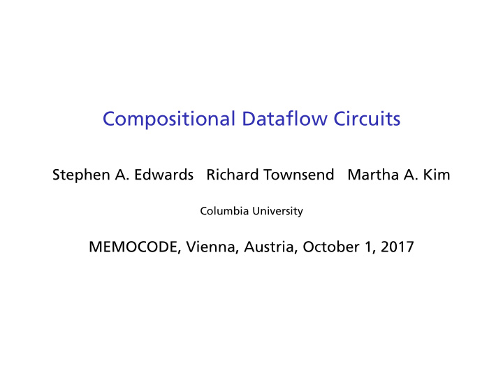 compositional dataflow circuits