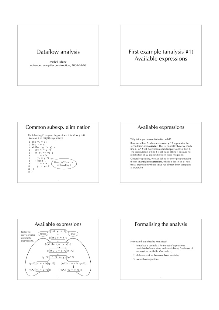 dataflow analysis first example analysis 1 available