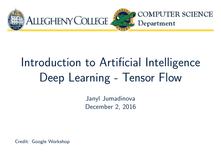 introduction to artificial intelligence deep learning