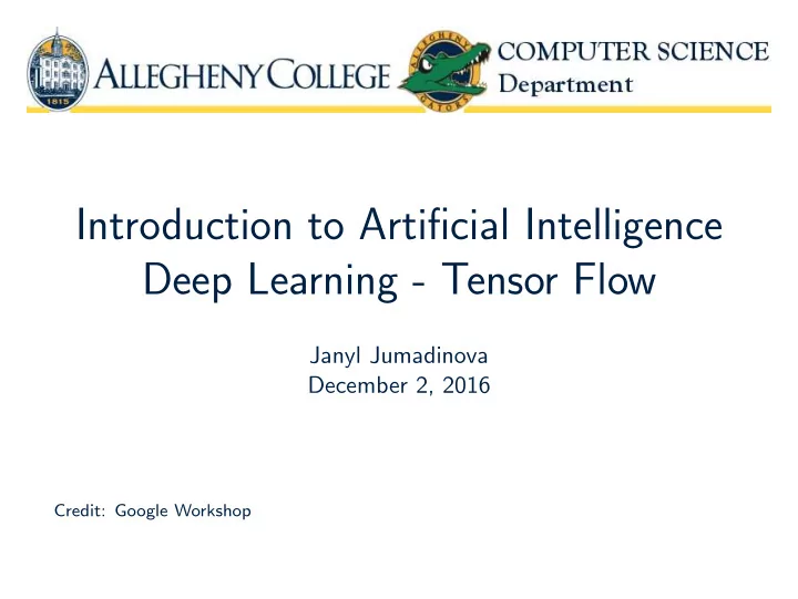 introduction to artificial intelligence deep learning