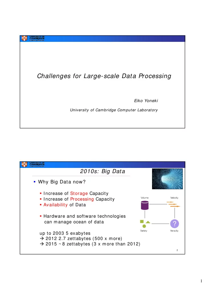 challenges for large scale data processing