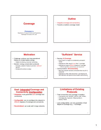 Coverage   Towards a realistic coverage model  Chenyang Lu  Department of Computer Science and