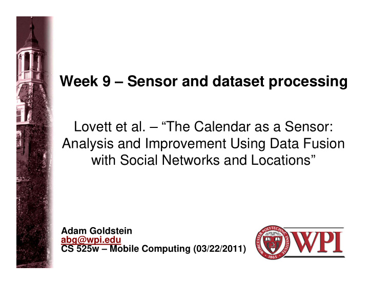week 9 sensor and dataset processing p g