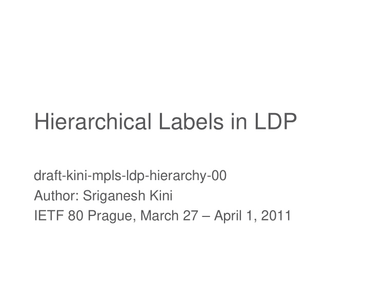 hierarchical labels in ldp