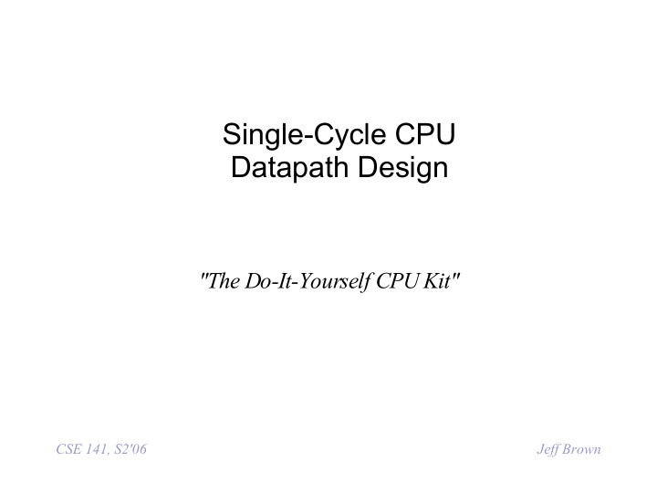 single cycle cpu datapath design