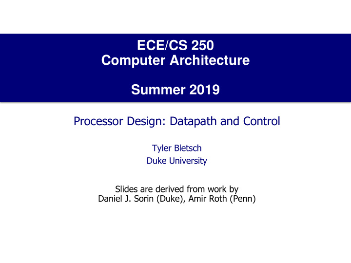 ece cs 250 computer architecture summer 2019