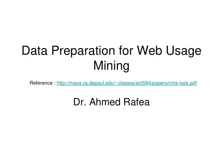 data preparation for web usage mining