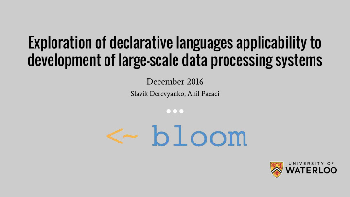 exploration of declarative languages applicability to