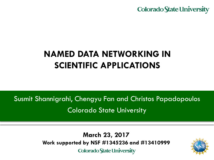 named data networking in scientific applications