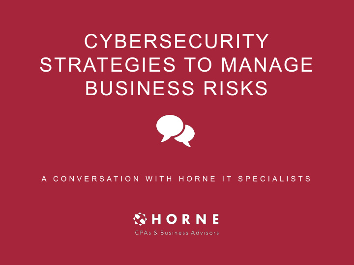 cybersecurity strategies to manage business risks