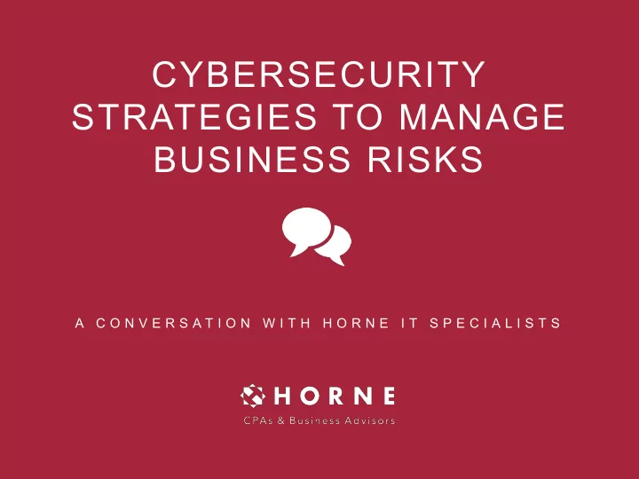 cybersecurity strategies to manage business risks