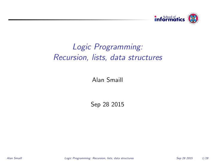 logic programming recursion lists data structures