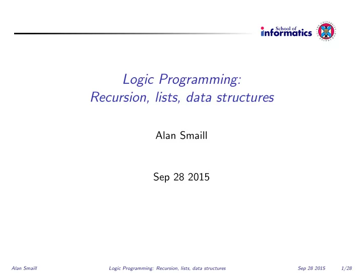 logic programming recursion lists data structures