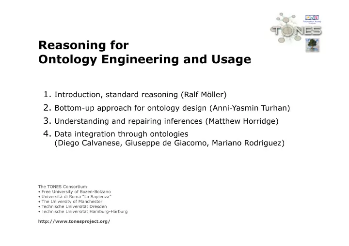reasoning for ontology engineering and usage