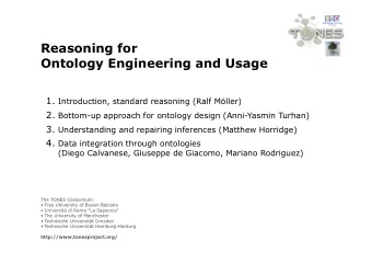 Reasoning for  Ontology Engineering and Usage 1. Introduction, standard reasoning (Ralf Mller) 2.
