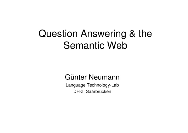 question answering the semantic web