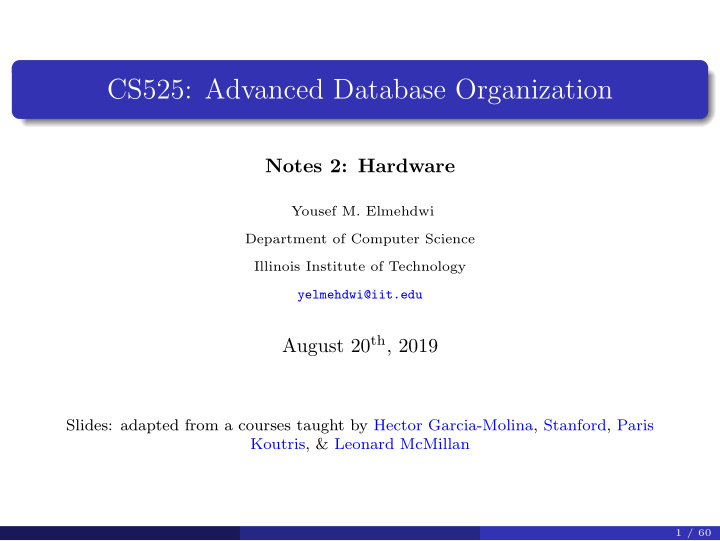 cs525 advanced database organization