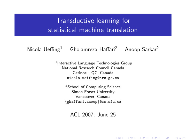 transductive learning for statistical machine translation