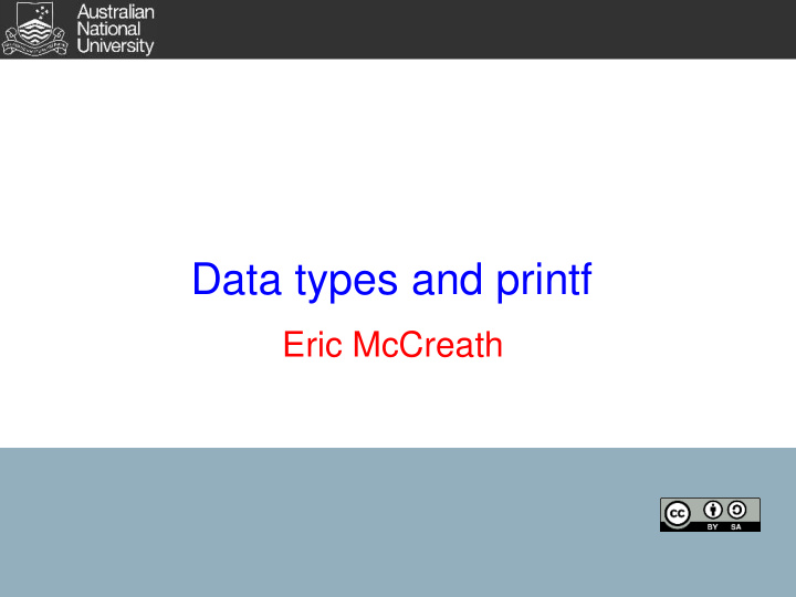 data types and printf