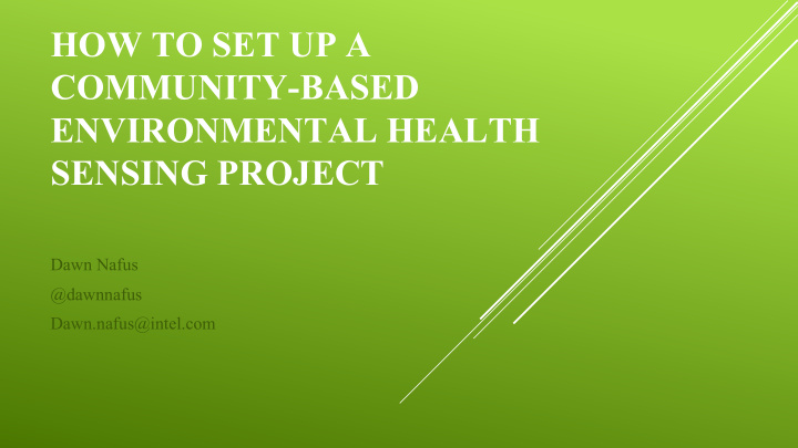 how to set up a community based environmental health