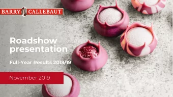 Roadshow  presentation  Full-Year Results 2018/19  November 2019  AGENDA  BC at a glance