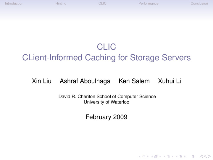 clic client informed caching for storage servers