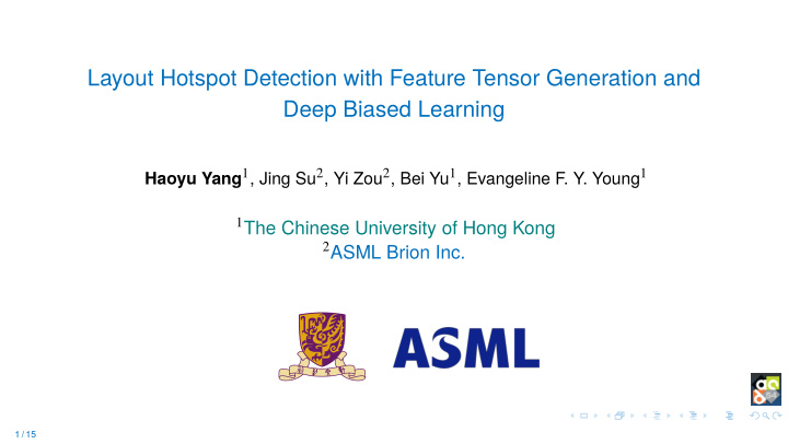 layout hotspot detection with feature tensor generation