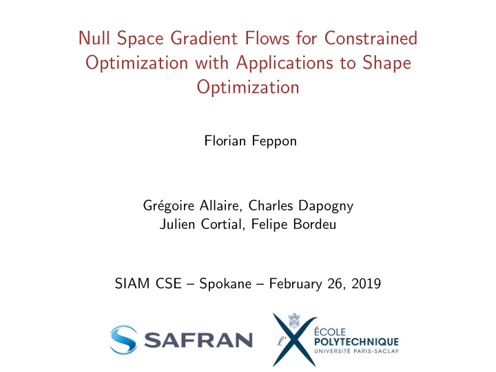 null space gradient flows for constrained optimization