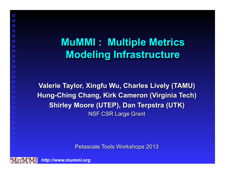 mummi multiple metrics modeling infrastructure