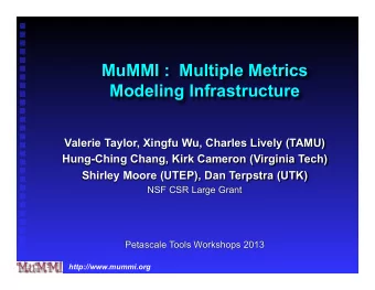 MuMMI :  Multiple Metrics  Modeling Infrastructure  Valerie Taylor, Xingfu Wu, Charles Lively