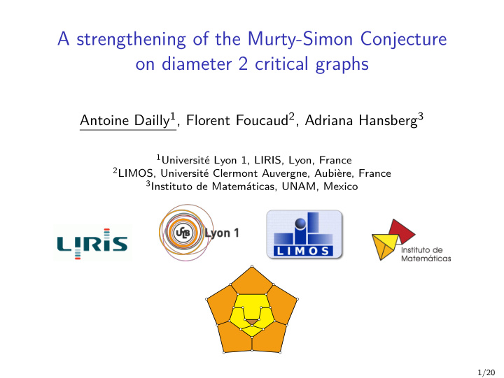 a strengthening of the murty simon conjecture on diameter