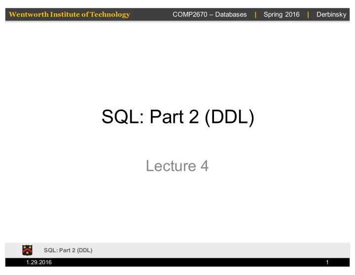sql part 2 ddl