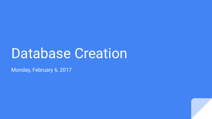 database creation