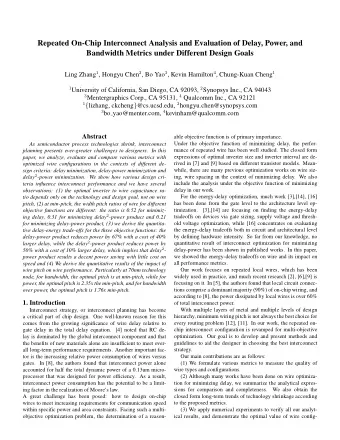 Repeated On-Chip Interconnect Analysis and Evaluation of Delay, Power, and  Bandwidth Metrics under