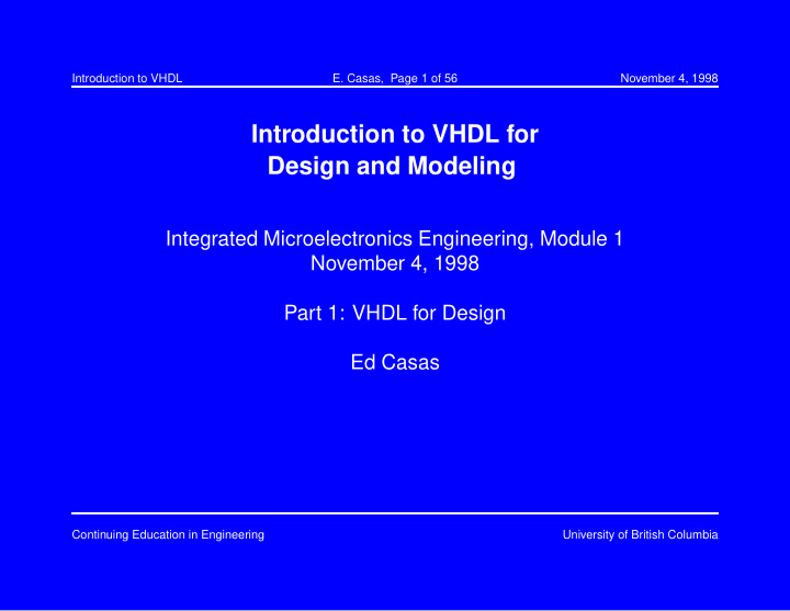 introduction to vhdl for design and modeling