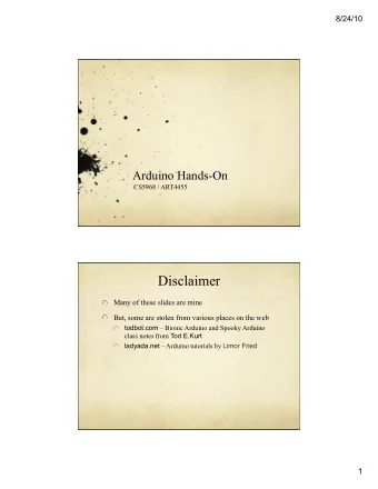 Disclaimer  Many of these slides are mine  But, some are stolen from various places on the