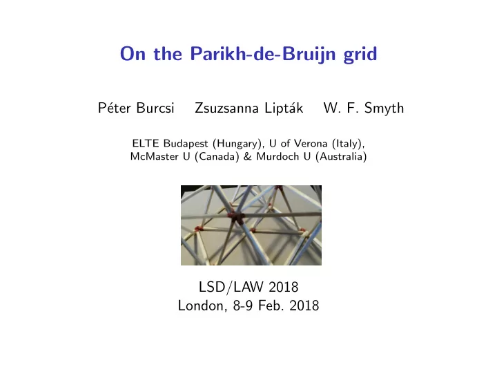 on the parikh de bruijn grid