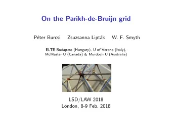 On the Parikh-de-Bruijn grid  P  eter Burcsi  Zsuzsanna Lipt  ak  W. F. Smyth  ELTE Budapest