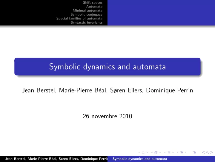 symbolic dynamics and automata