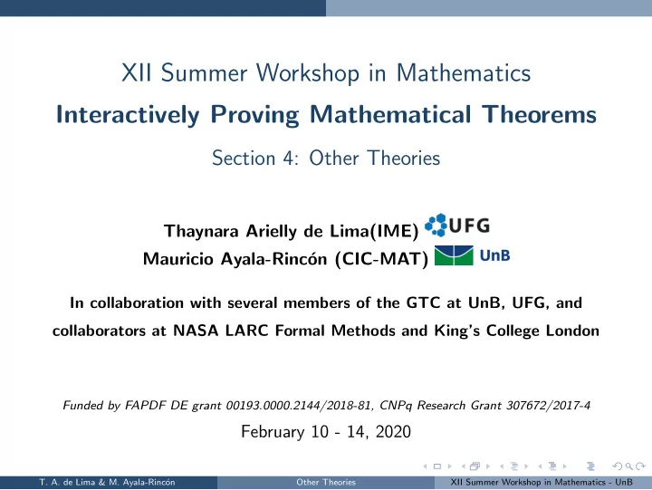 xii summer workshop in mathematics interactively proving