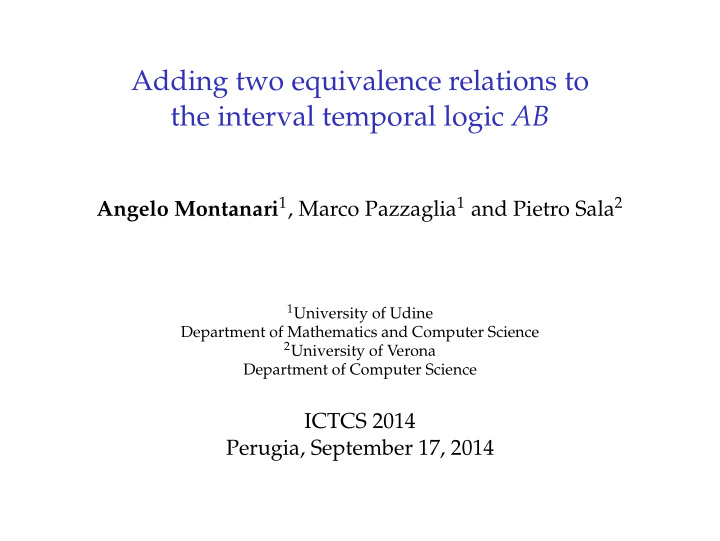 adding two equivalence relations to the interval temporal